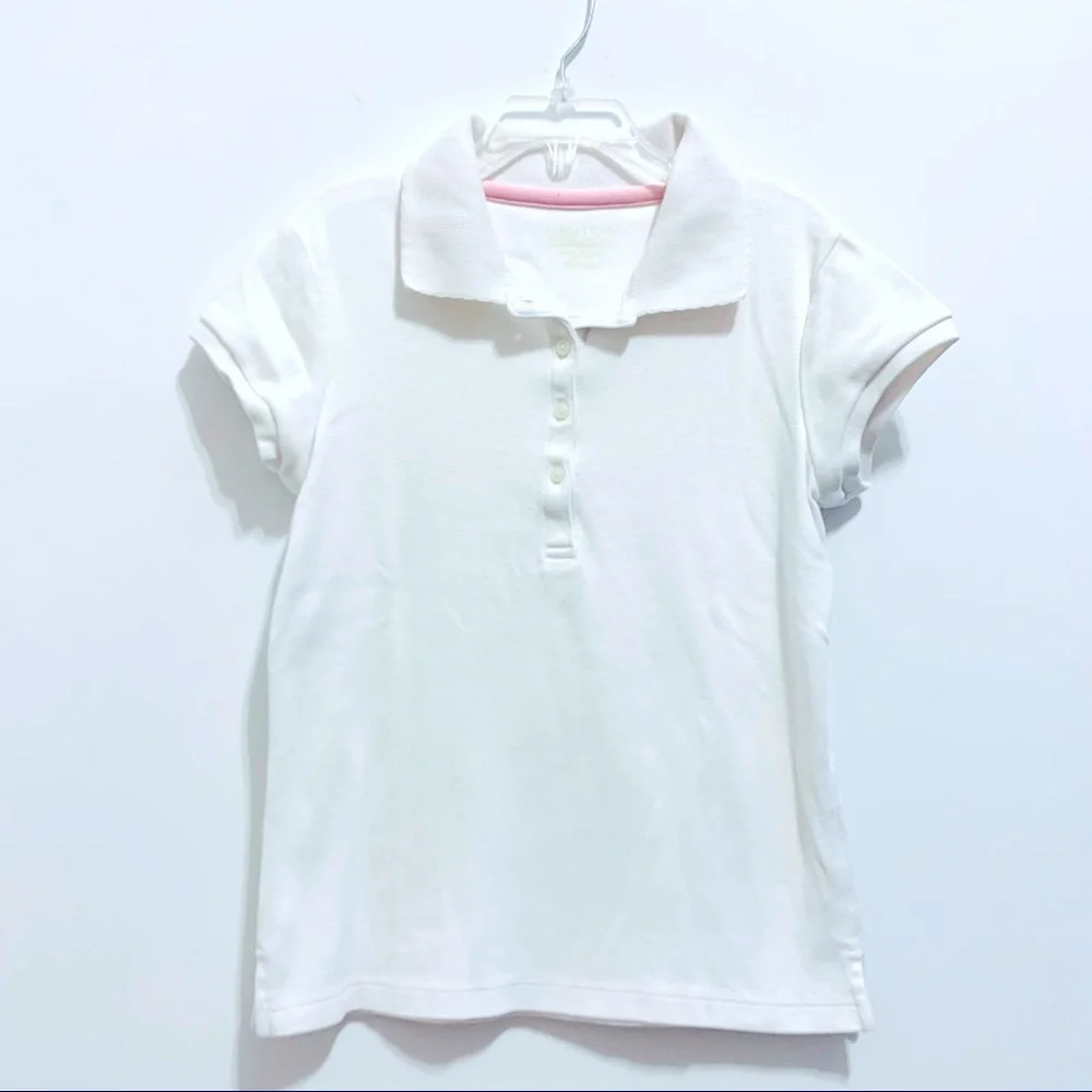 Nautica Girl’s White Polo School Uniform Short Sleeve Shirt